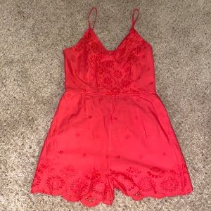 Japna. Red. Spaghetti straps jumper shorts